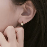 Gold Round Opal Hoop Earrings, Fire Opal Earrings, Sterling Silver, Fashion Jewelry AL645