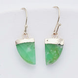 Boho Gemstone Horn Earrings in Silver Plated, Turquoise Faceted Crystal Jewelry Earring S1822-E