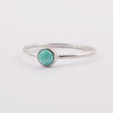 925 Sterling Silver Bezel Round 6mm Natural Genuine Turquoise Statement Ring SS199-2