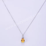 Dainty 925 Silver Drop CZ Gemstone Pendant Necklace, Natural Crystal Necklace For Women SS256NS