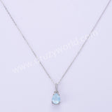 Dainty 925 Silver Drop CZ Gemstone Pendant Necklace, Natural Crystal Necklace For Women SS256NS