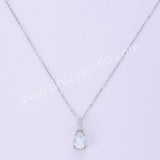 Dainty 925 Silver Drop CZ Gemstone Pendant Necklace, Natural Crystal Necklace For Women SS256NS