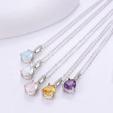 Dainty 925 Silver Drop CZ Gemstone Pendant Necklace, Natural Crystal Necklace For Women SS256NS