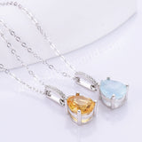 Dainty 925 Silver Drop CZ Gemstone Pendant Necklace, Natural Crystal Necklace For Women SS256NS