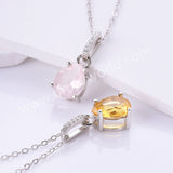 Dainty 925 Silver Drop CZ Gemstone Pendant Necklace, Natural Crystal Necklace For Women SS256NS