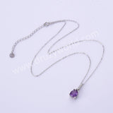Dainty 925 Silver Drop CZ Gemstone Pendant Necklace, Natural Crystal Necklace For Women SS256NS
