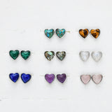 S925 Sterling Silver Bezel Heart Faceted Gemstone Stud Earrings, Birthstone Crystal Jewelry SS261