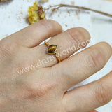 Gold Plated Marquise Multi Natural Gemstone Adjustable Ring, 925 Silver Birthstone Jewelry Lady Fashion Ring SS263