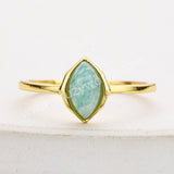 Gold Plated Marquise Multi Natural Gemstone Adjustable Ring, 925 Silver Birthstone Jewelry Lady Fashion Ring SS263