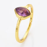 Gold Plated Marquise Multi Natural Gemstone Adjustable Ring, 925 Silver Birthstone Jewelry Lady Fashion Ring SS263