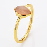 Gold Plated Marquise Multi Natural Gemstone Adjustable Ring, 925 Silver Birthstone Jewelry Lady Fashion Ring SS263