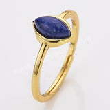 Gold Plated Marquise Multi Natural Gemstone Adjustable Ring, 925 Silver Birthstone Jewelry Lady Fashion Ring SS263