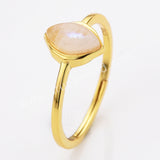 Gold Plated Marquise Multi Natural Gemstone Adjustable Ring, 925 Silver Birthstone Jewelry Lady Fashion Ring SS263