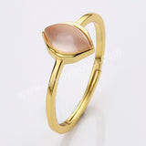 Gold Plated Marquise Multi Natural Gemstone Adjustable Ring, 925 Silver Birthstone Jewelry Lady Fashion Ring SS263