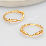 2 Pcs/Set of 925 Sterling Silver Gold Plated White CZ Leaf Oval Moss Agate Rings SS278-2