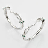 925 Sterling Silver Green CZ V-Shaped Ring SS280-2