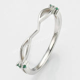 925 Sterling Silver Green CZ V-Shaped Ring SS280-2