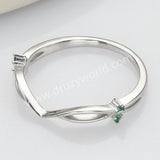 925 Sterling Silver Green CZ V-Shaped Ring SS280-2