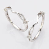 925 Sterling Silver White CZ V-Shaped Ring SS280-4