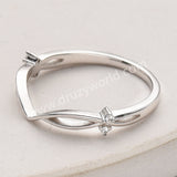 925 Sterling Silver White CZ V-Shaped Ring SS280-4