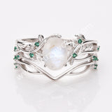 925 Sterling Silver Oval Moonstone Two Piece Set Rings SS282RS