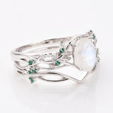 925 Sterling Silver Oval Moonstone Two Piece Set Rings SS282RS