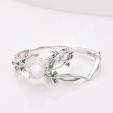 925 Sterling Silver Oval Moonstone Two Piece Set Rings SS282RS
