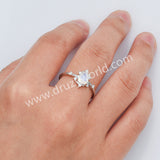 925 Sterling Silver Teardrop Faceted Moonstone CZ Ring SS285-2