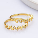 S925 Sterling Silver Gold Olive Leaf CZ Ring, Zircon Ring, Fashion Jewelry SS293