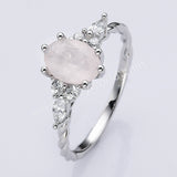 S925 Silver Oval Faceted Amethyst Ring, CZ Micro Pave Statement Ring Gemstone Jewelry SS294RS