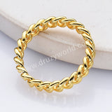 S925 Sterling Silver Gold Curb Chain Ring, Fashion Simple Jewelry SS297