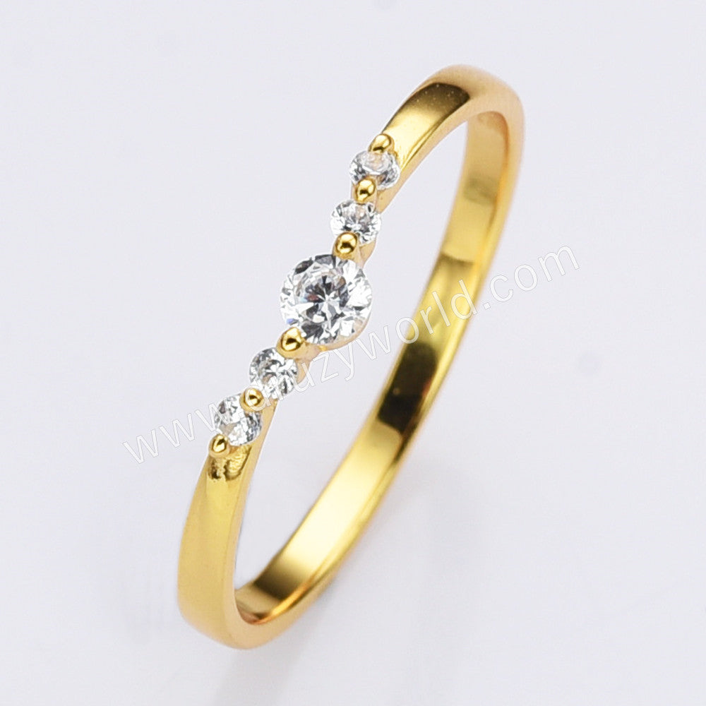 S925 Sterling Silver Gold Zircon Crown Ring, Fashion CZ Jewelry SS298