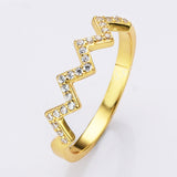 S925 Sterling Silver Gold Zircon Wave Ring, Fashion Jewelry SS299