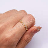 S925 Sterling Silver Gold Zircon Wave Ring, Fashion Jewelry SS299