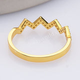 S925 Sterling Silver Gold Zircon Wave Ring, Fashion Jewelry SS299