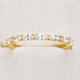 Dainty 925 Sterling Silver Gold Marquise Zircon Ring SS309RG