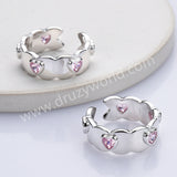 925 Sterling Silver Heart Pink CZ Band Ring Zircon Ring, Fashion Jewelry For Women SS310