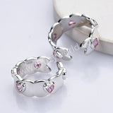 925 Sterling Silver Heart Pink CZ Band Ring Zircon Ring, Fashion Jewelry For Women SS310