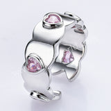 925 Sterling Silver Heart Pink CZ Band Ring Zircon Ring, Fashion Jewelry For Women SS310