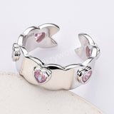 925 Sterling Silver Heart Pink CZ Band Ring Zircon Ring, Fashion Jewelry For Women SS310