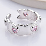 925 Sterling Silver Heart Pink CZ Band Ring Zircon Ring, Fashion Jewelry For Women SS310