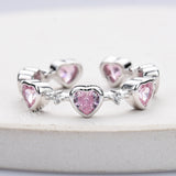 925 Sterling Silver Heart Pink CZ Ring Zircon Ring, Fashion Jewelry For Women SS311