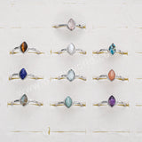 S925 Sterling Silver Marquise Natural Gemstone Ring, Crystal Birthstone Jewelry Ring For Women SS312