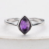 S925 Sterling Silver Marquise Natural Gemstone Ring, Crystal Birthstone Jewelry Ring For Women SS312