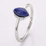 S925 Sterling Silver Marquise Natural Gemstone Ring, Crystal Birthstone Jewelry Ring For Women SS312