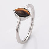 S925 Sterling Silver Marquise Natural Gemstone Ring, Crystal Birthstone Jewelry Ring For Women SS312