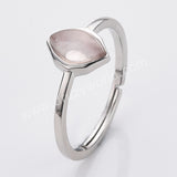 S925 Sterling Silver Marquise Natural Gemstone Ring, Crystal Birthstone Jewelry Ring For Women SS312