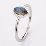 S925 Sterling Silver Marquise Natural Gemstone Ring, Crystal Birthstone Jewelry Ring For Women SS312