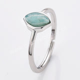 S925 Sterling Silver Marquise Natural Gemstone Ring, Crystal Birthstone Jewelry Ring For Women SS312