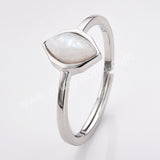 S925 Sterling Silver Marquise Natural Gemstone Ring, Crystal Birthstone Jewelry Ring For Women SS312